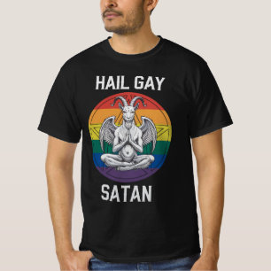 Camiseta Salve Satanás Gay Cabra Gótico Engraçado LGBTQ