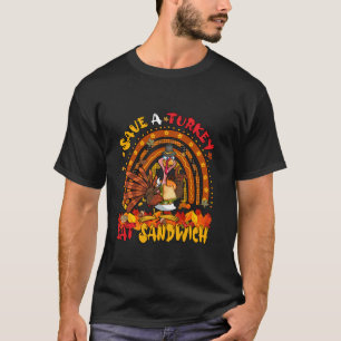 Camiseta Salve Turquia Coma Sanduíche Comida de Ação de Gra