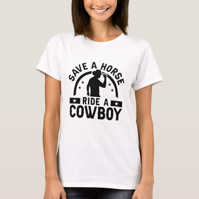 Camiseta Salve Um Cavalo Andando Um Cowboy (Frente)