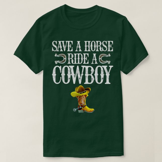 Camiseta Salve Um Cavalo Andando Um Cowboy (Frente do Design)