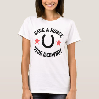 Camiseta Salve um cavalo cavalgando um cowboy - Engraçado P