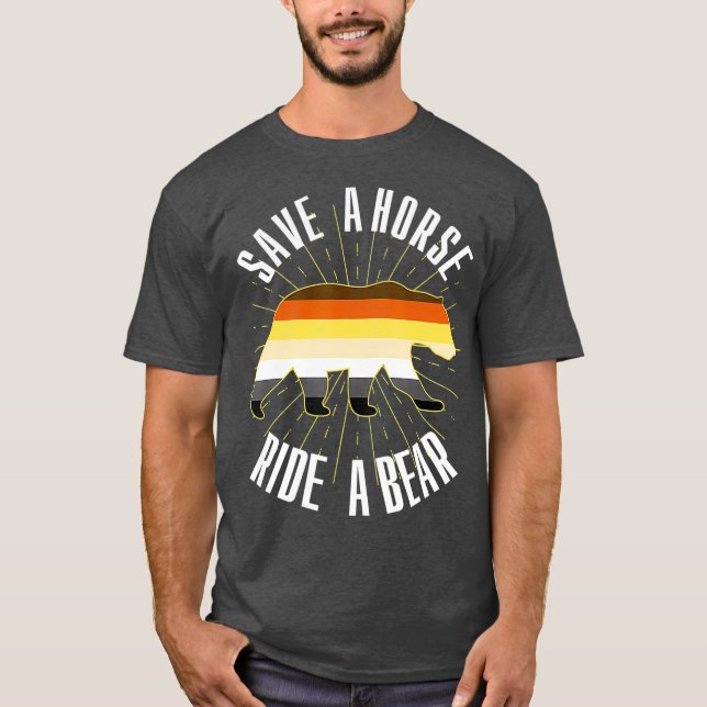 Camiseta Salve um cavalo cavalgando um urso Gay (Frente)