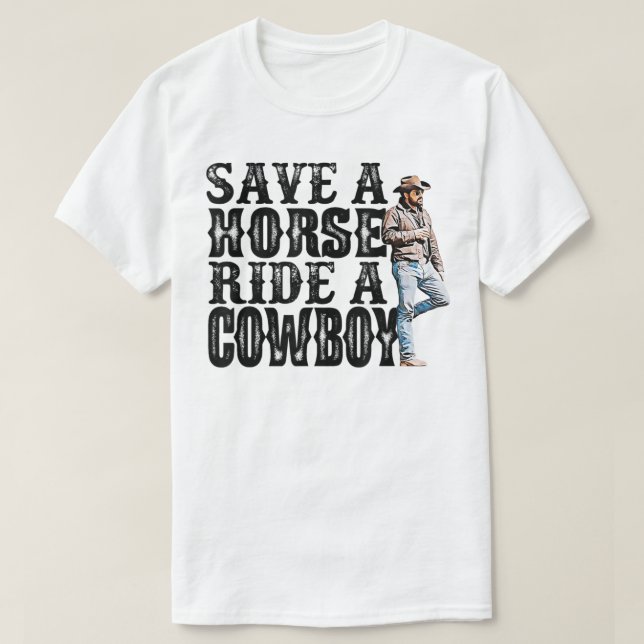 Camiseta Salve um cavalo com um cowboy T-Shirt Copy Copy (Frente do Design)
