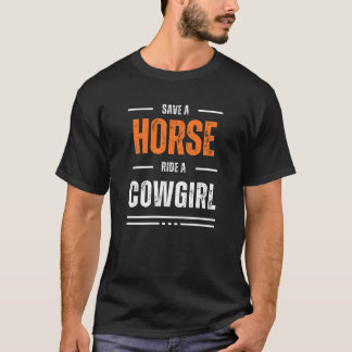 Camiseta salve um cavalo com uma vaqueira