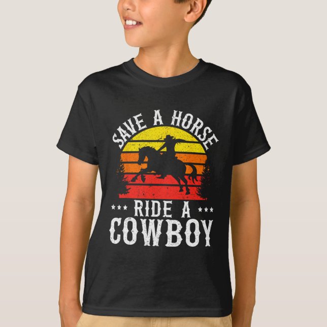Camiseta Salve Um Cavalo De Um Vaqueiro Rodeio Ocidental (Frente)