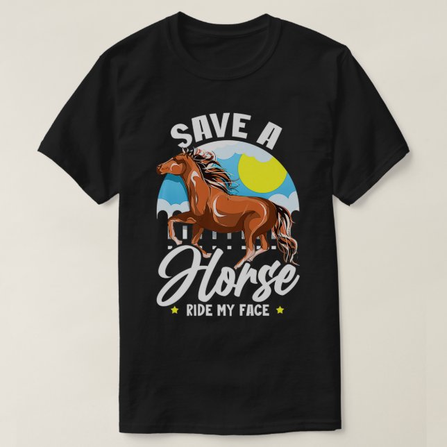 Camiseta Salve Um Cavalo... Engraçado... Dizendo Cavalo. (Frente do Design)