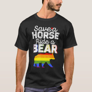 Camiseta Salve Um Cavalo Monte Um Urso Urso Gay Lgbt Diver