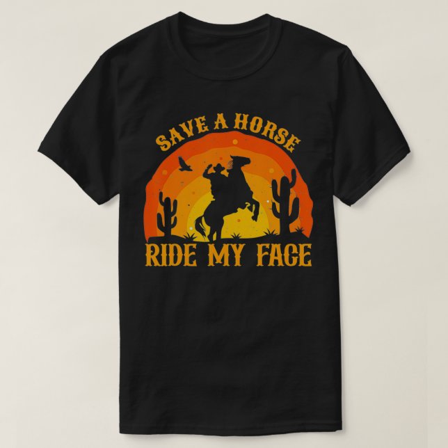 Camiseta Salve Um Cavalo Passeando Minha Cara Engraçado Cav (Frente do Design)