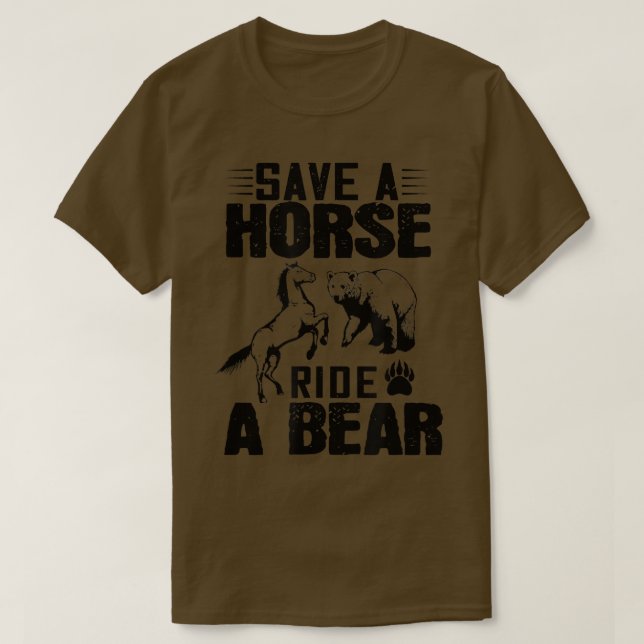 Camiseta Salve Um Cavalo Um Urso - Um Urso Engraçado (Frente do Design)