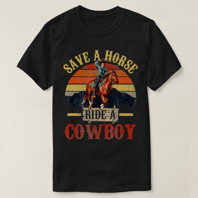 Camiseta Salve Um Cavalo Um Vintage Cowboy Souther (Frente do Design)