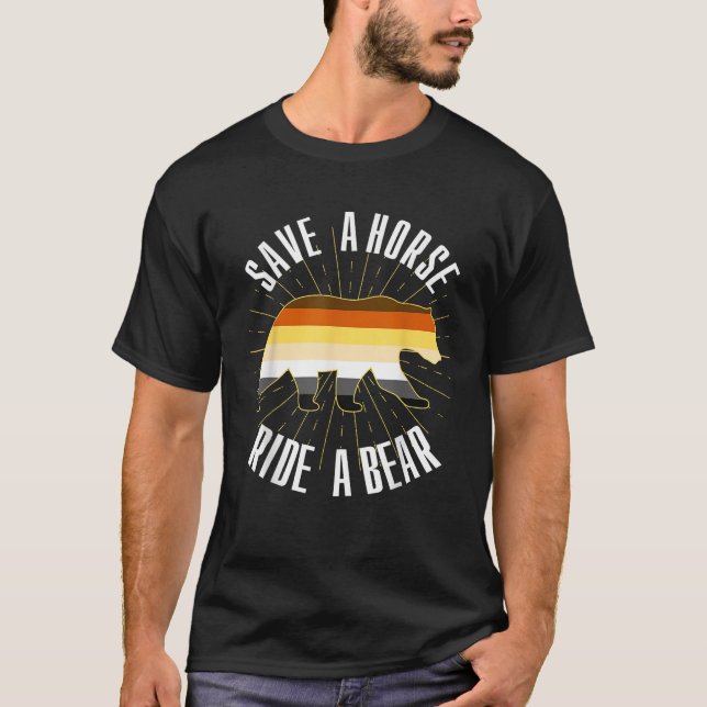 Camiseta Salve Um Cavalo Uma Irmandade Do Urso Gay T Sh (Frente)