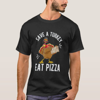 Camiseta Salve Um Peru Coma Pizza Dia De Ação De Graças Adu