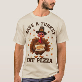 Camiseta Salve um Peru Coma Pizza – Pizza de Ação de Graças