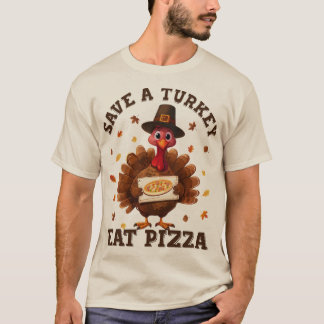 Camiseta Salve um Peru Coma Pizza – Pizza de Ação de Graças