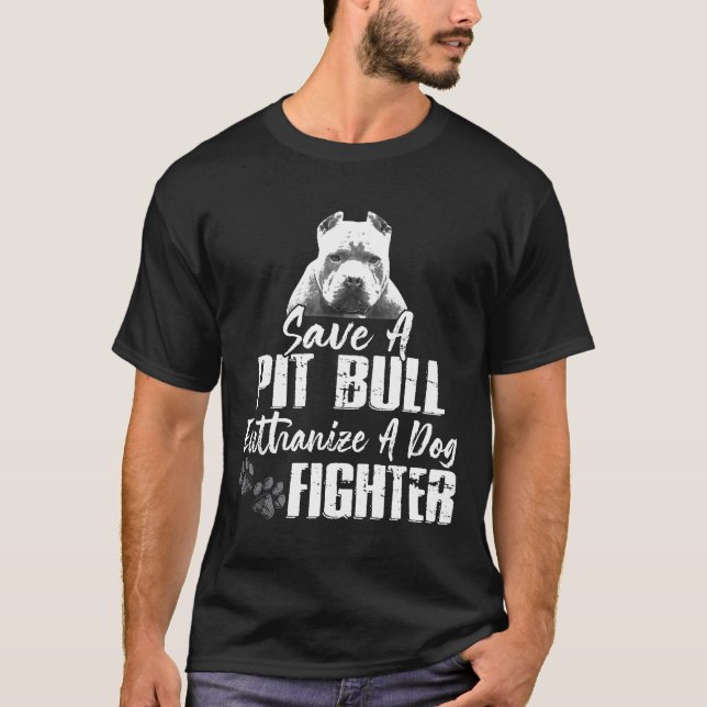 Camiseta Salve Um Pitbulho Eutanático Um Touro De Luz De Cã (Frente)