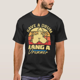 Camiseta Salve um Tambor Bata num Baterista Gráfico para Ho