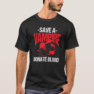 Camiseta Salve Um Vampiro E Doe O Fato De Halloween De Sang