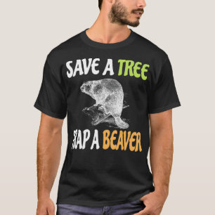 Camiseta Salve uma armadilha de árvore em uma lente de cas