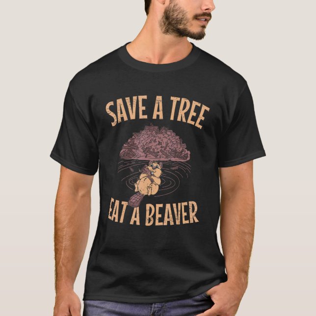 Camiseta Salve uma árvore coma um castor para um animal de  (Frente)