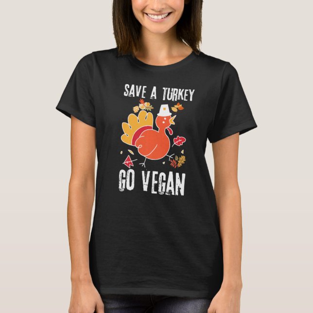 Camiseta Salve Uma Turquia Vai Vegan Ação De Graças (Frente)