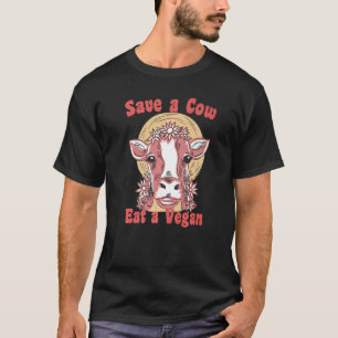 Camiseta Salve uma vaca coma vegano anti segunda mão vegeta