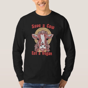 Camiseta Salve uma vaca coma vegano anti segunda mão vegeta