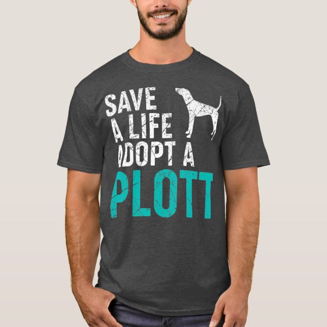 Camiseta Salve uma vida adote um cão salvador Plott Dog Pro (Frente)