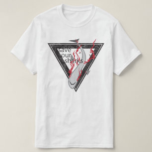 Camiseta salvem nossos tubarões SOS triângulo floral