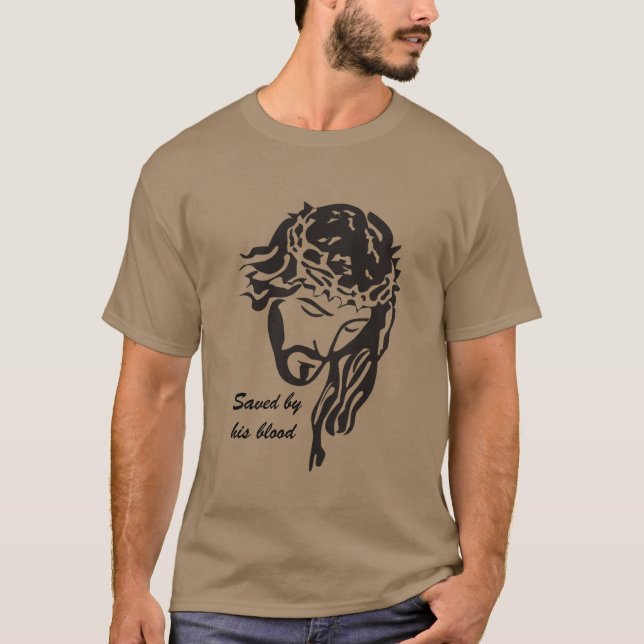 Camiseta Salvo pelo sangue Coroa de Cornos de Jesus (Frente)