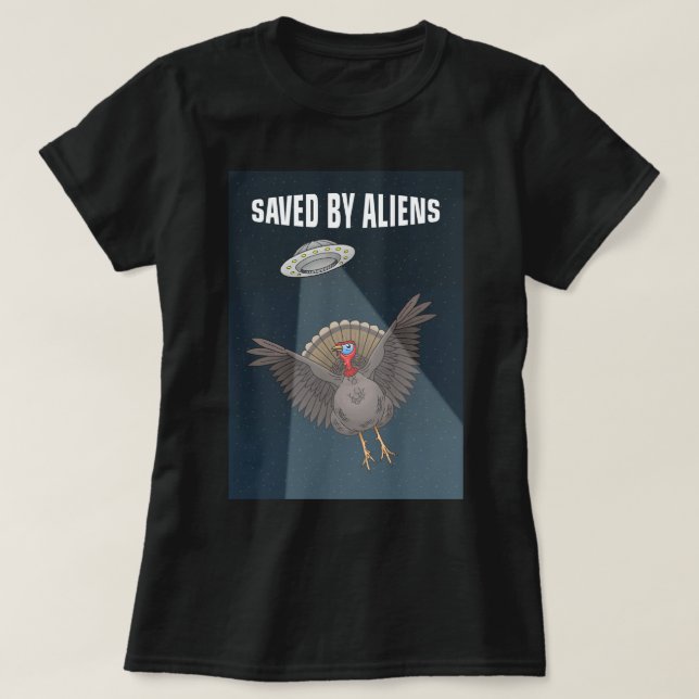 Camiseta Salvo por Aliens no Ação de Graças (Frente do Design)