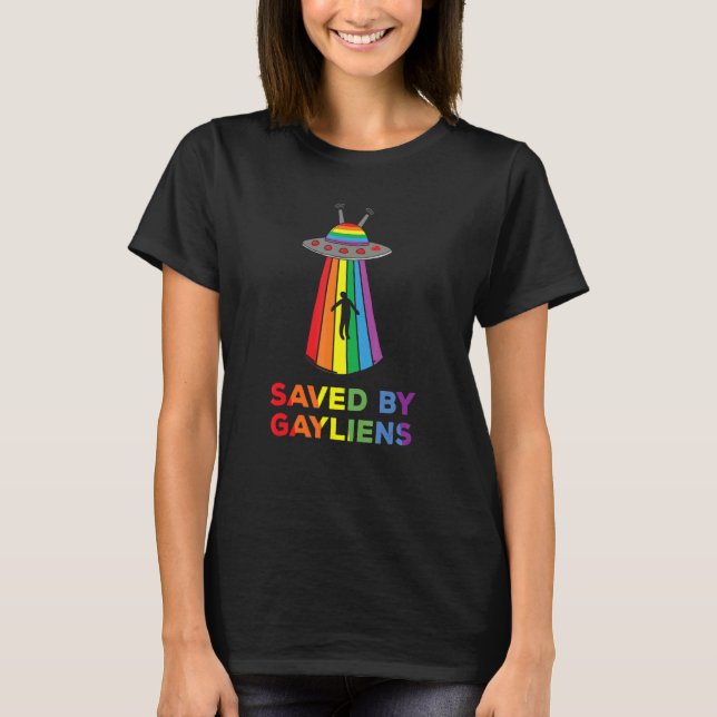 Camiseta Salvo por Gayliens Rainbow Alienígena (Frente)