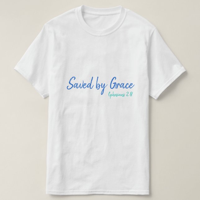 Camiseta Salvo por Grace Ephesianos 2:8 Multi (Frente do Design)