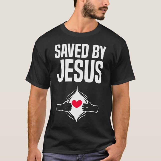 Camiseta Salvo por Jesus, Cirurgia Cardíaca Aberta, Pegue B (Frente)