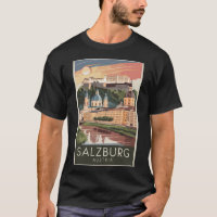 Salzburg Austria Illustration Viagem Art Vintage