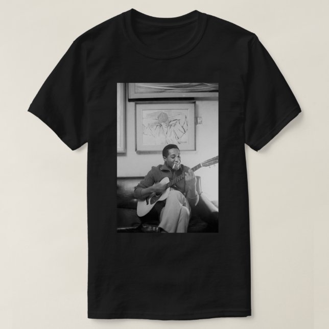 Camiseta Sam Cooke tocando Poster de violão (Frente do Design)