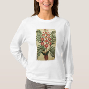 Camiseta Samambaia com as flores vermelhas e amarelas