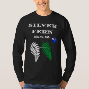 Camiseta Samambaia Prateada da Nova Zelândia Bandeira da No
