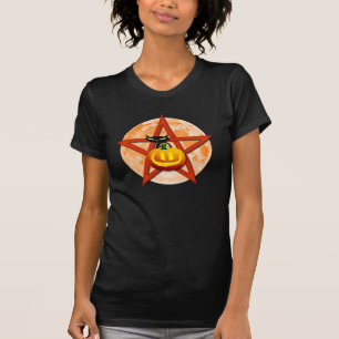Camiseta Samhain Pentagram com Black Cat & Jack-o-lantern