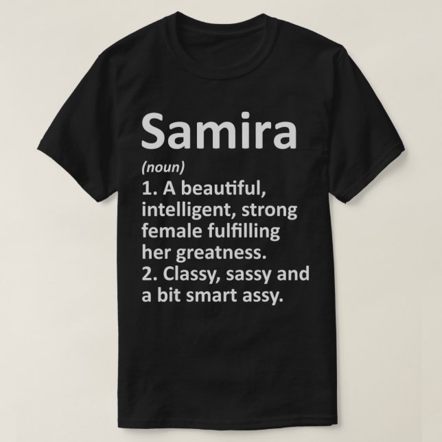 Camiseta SAMIRA Definição Nome Personalizado Funny Christma (Frente do Design)