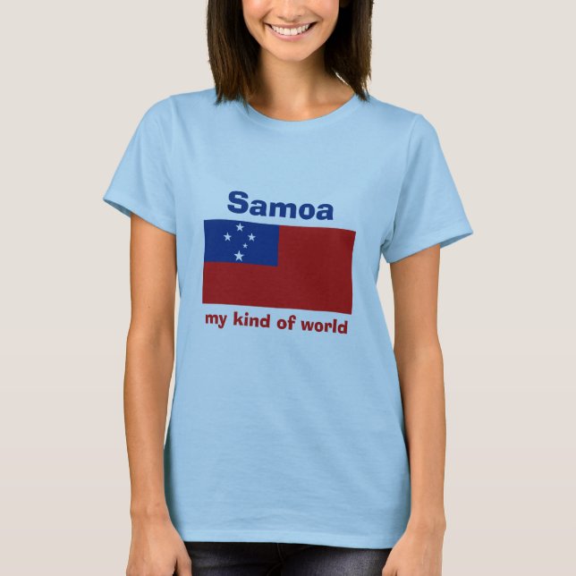 Camiseta Samoa Bandeira + Mapa + Texto (Frente)