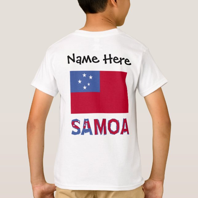Camiseta Samoa e Bandeira da Samoa com o Seu Nome (Verso)
