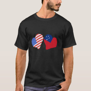 Camiseta Samoa EUA Coração Bandeira Samoana Raízes Orgulho 