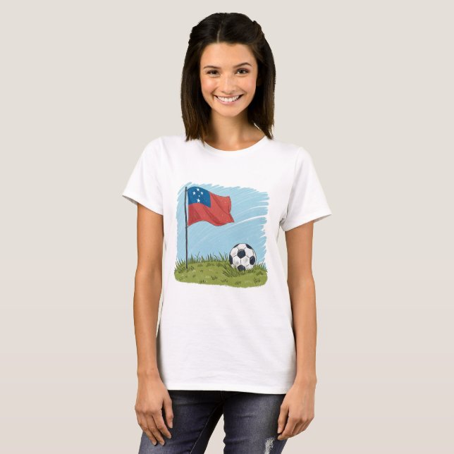 Camiseta Samoa flag and soccer ball (Frente Completa)