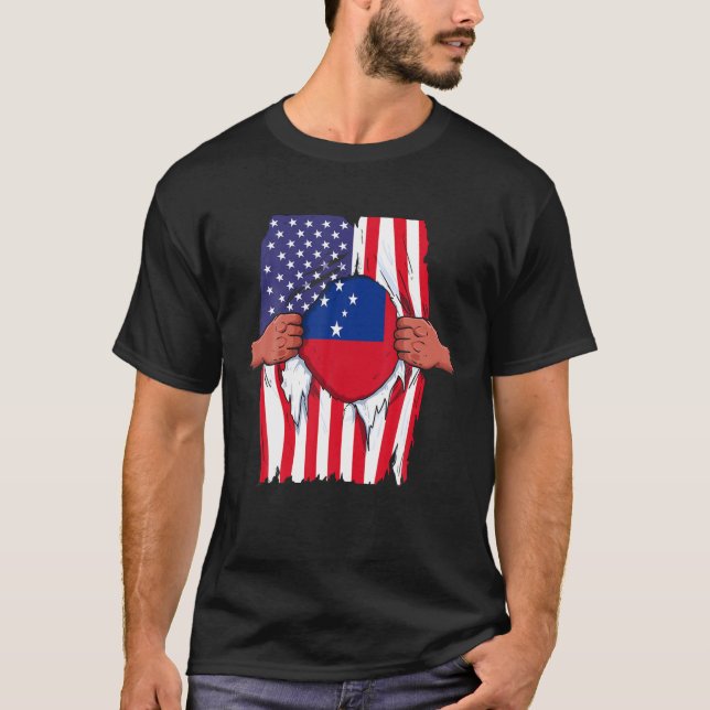 Camiseta Samoa Flag Blood Dentro Me Home Pride Samoan Ameri (Frente)