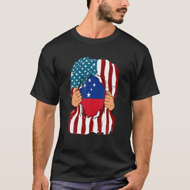 Camiseta Samoa Flag Blood Dentro Me Home Pride Samoan Ameri (Frente)