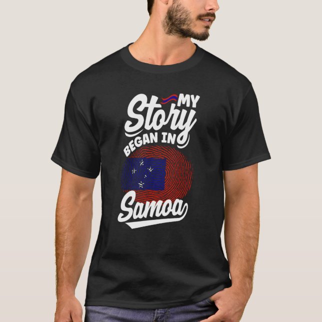 Camiseta Samoa Samoa Bandeira Minha Samoa Começou Em Samoa (Frente)