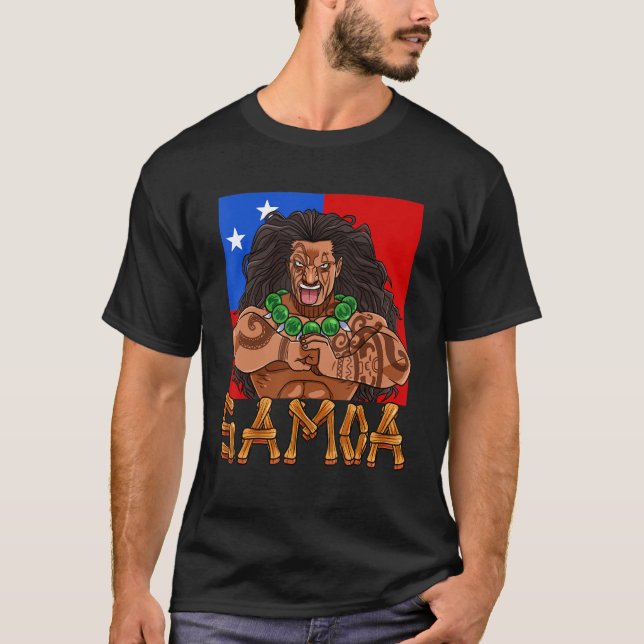 Camiseta Samoan Pride Polinésia Guerreira Samoa Flag (Frente)