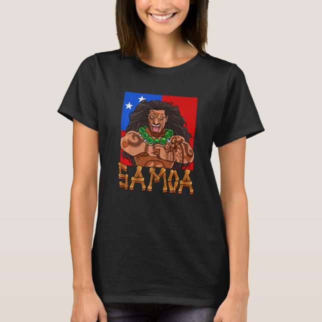 Camiseta Samoan Pride Polinésia Guerreira Samoa Flag Premiu (Frente)