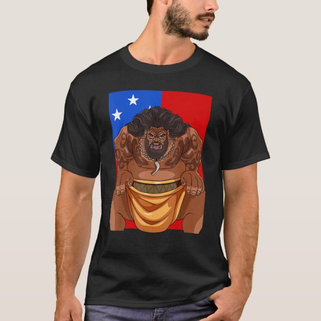 Camiseta Samoan Pride Polinésia Haka Dance Samoa Flag (Frente)