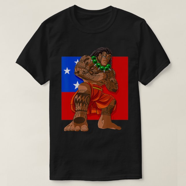 Camiseta Samoan Pride Polinésia Haka Dance Samoa Flag  (Frente do Design)